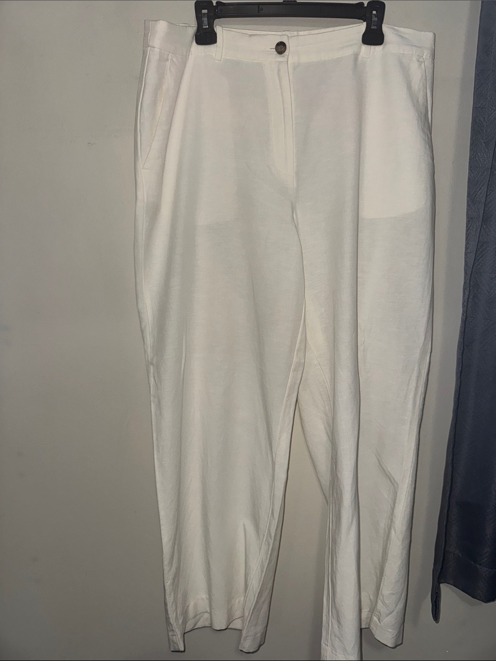 H&M White High-Rise Straight Leg Trousers